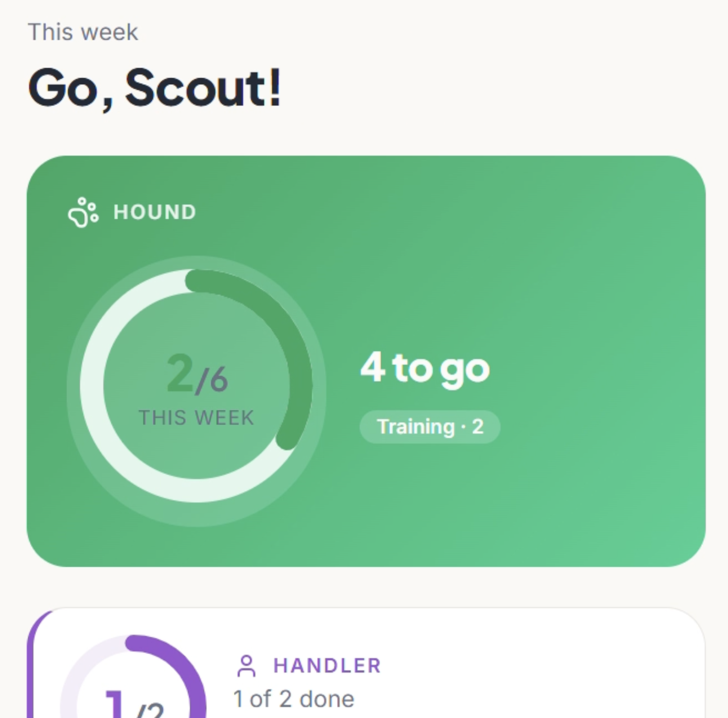 Hound and Handler Training Tracker app screenshot